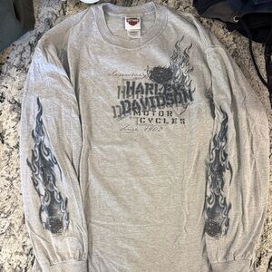 Harley-Davidson Gray Flame Long Sleeve Tee